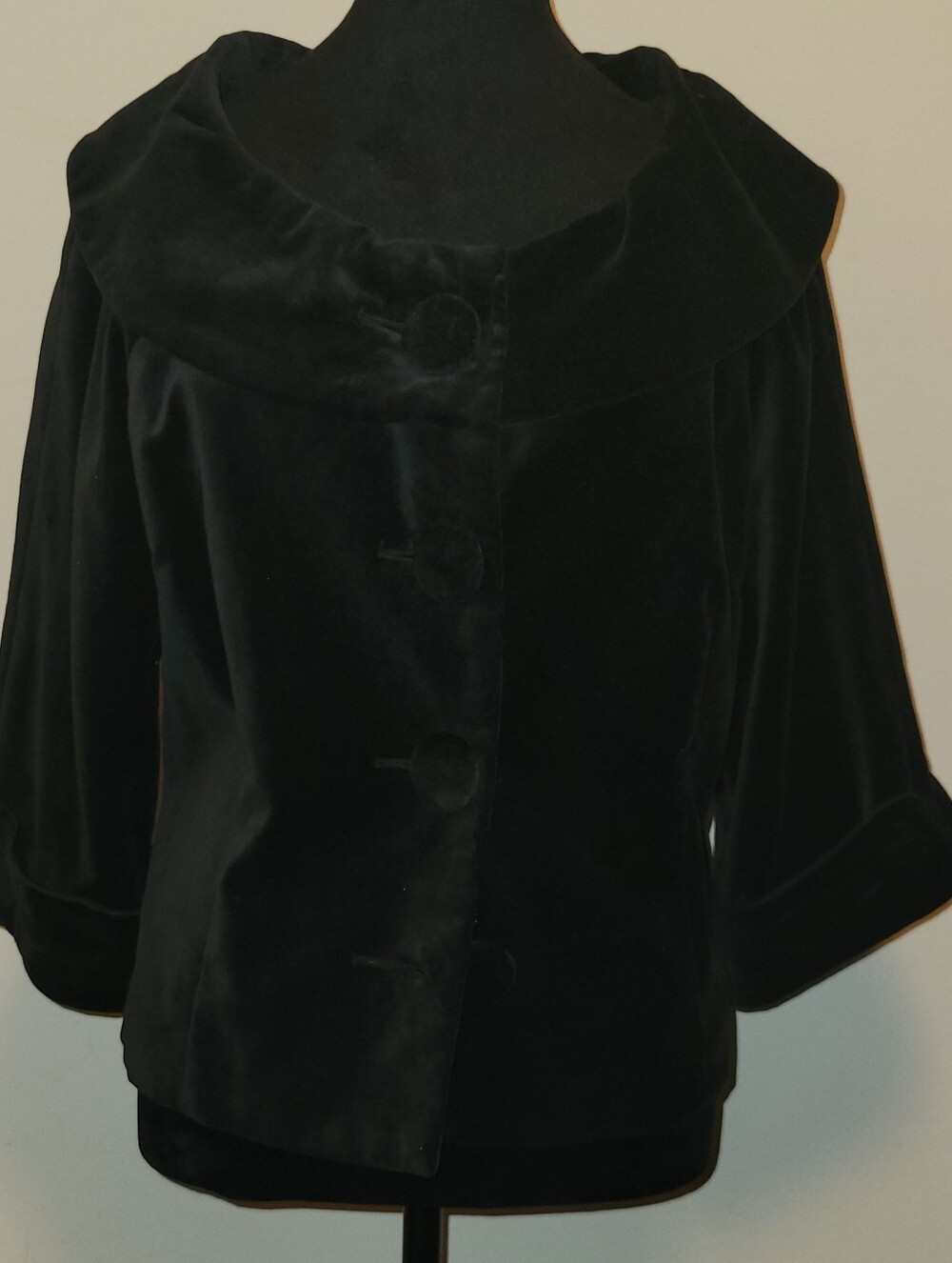Cambridge Dry Goods Black Velvet Rounded-Collar Jacket
